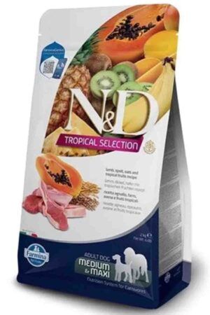 ND Tropical Selection Kuzu Etli ve Tropikal Meyveli Orta ve Büyük Irk Yetişkin Köpek Maması 2kg